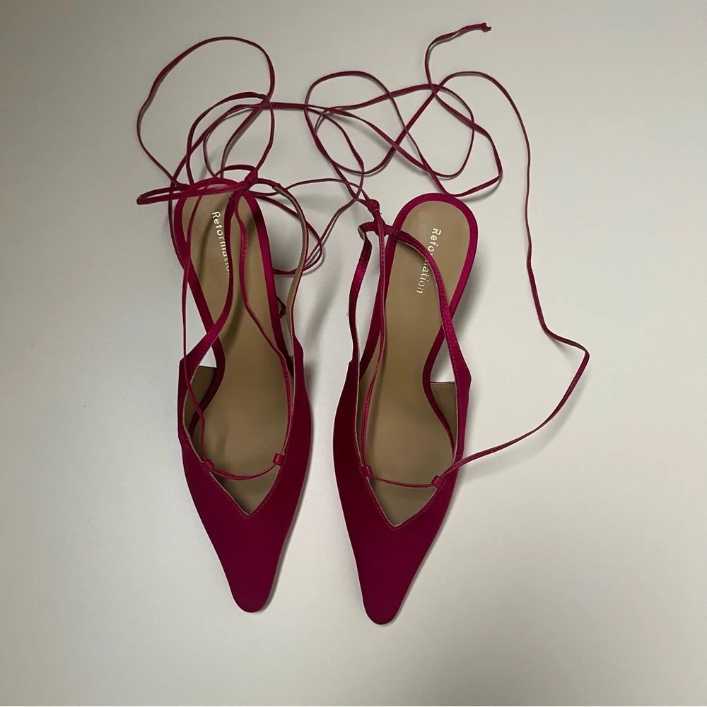 Reformation Carmella Strappy Slingback Heels in‎ Pink Size 7